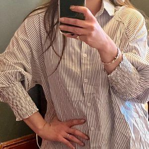 Dokotoo Womens V Neck Striped Button Down Shirts Long Sleeve Tunic Tops